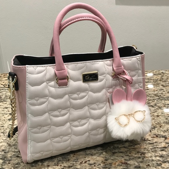 betsey johnson cat purse pink